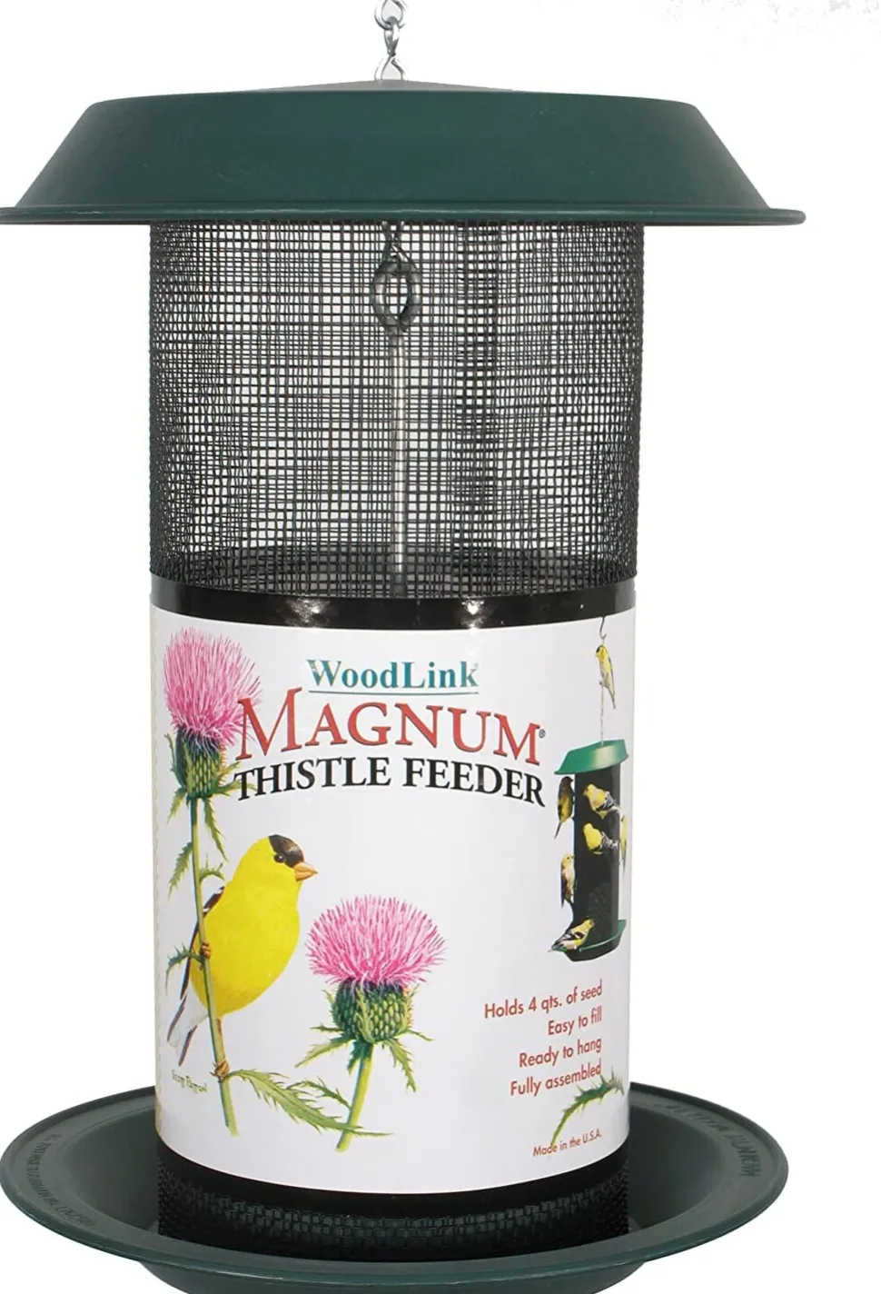 Audubon Magnum Plastic Thistle Screen Wild Bird Feeder - Green - 5 Lbs Cap