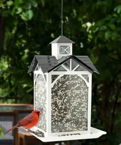 Audubon Modern Farmhouse Glass Stable Wild Bird Feeder - White - 4 Lbs Cap