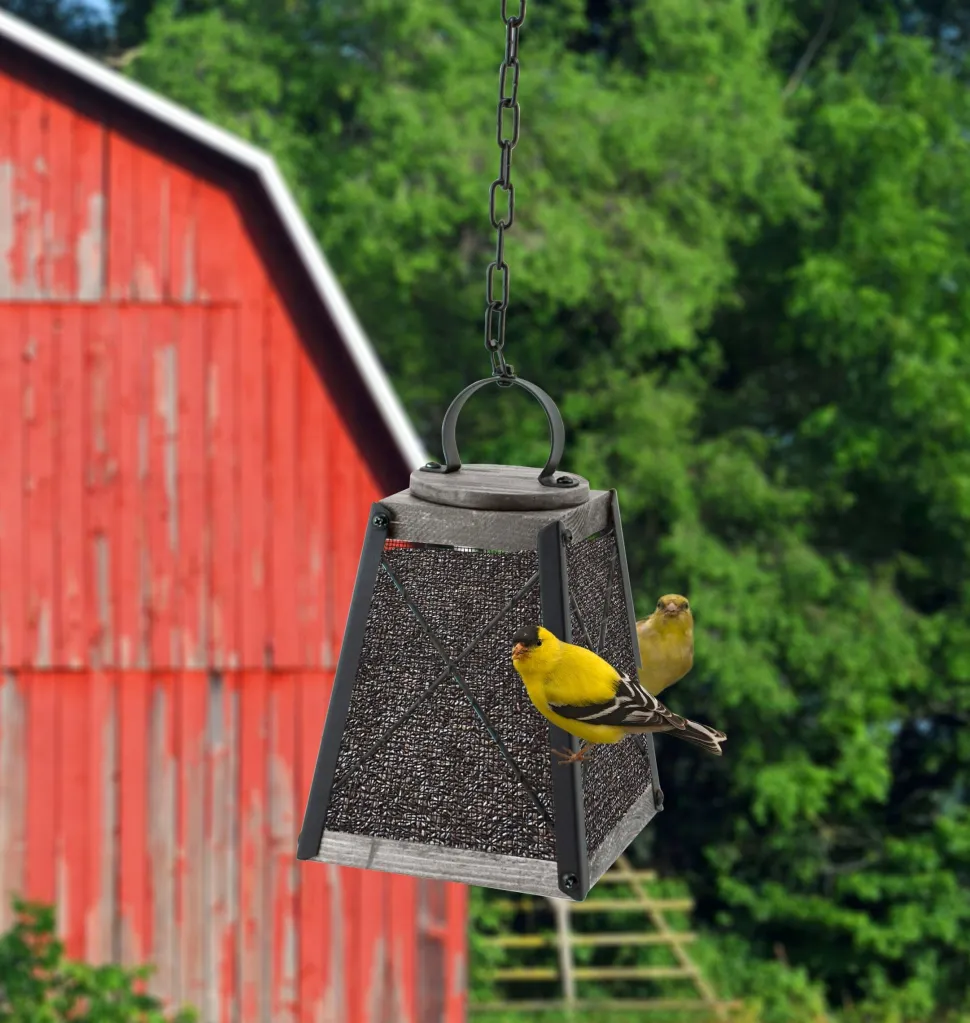 Audubon Modern Farmhouse Wood Barn Trough Platform Wild Bird Feeder - Gray - 1.6 O Cap