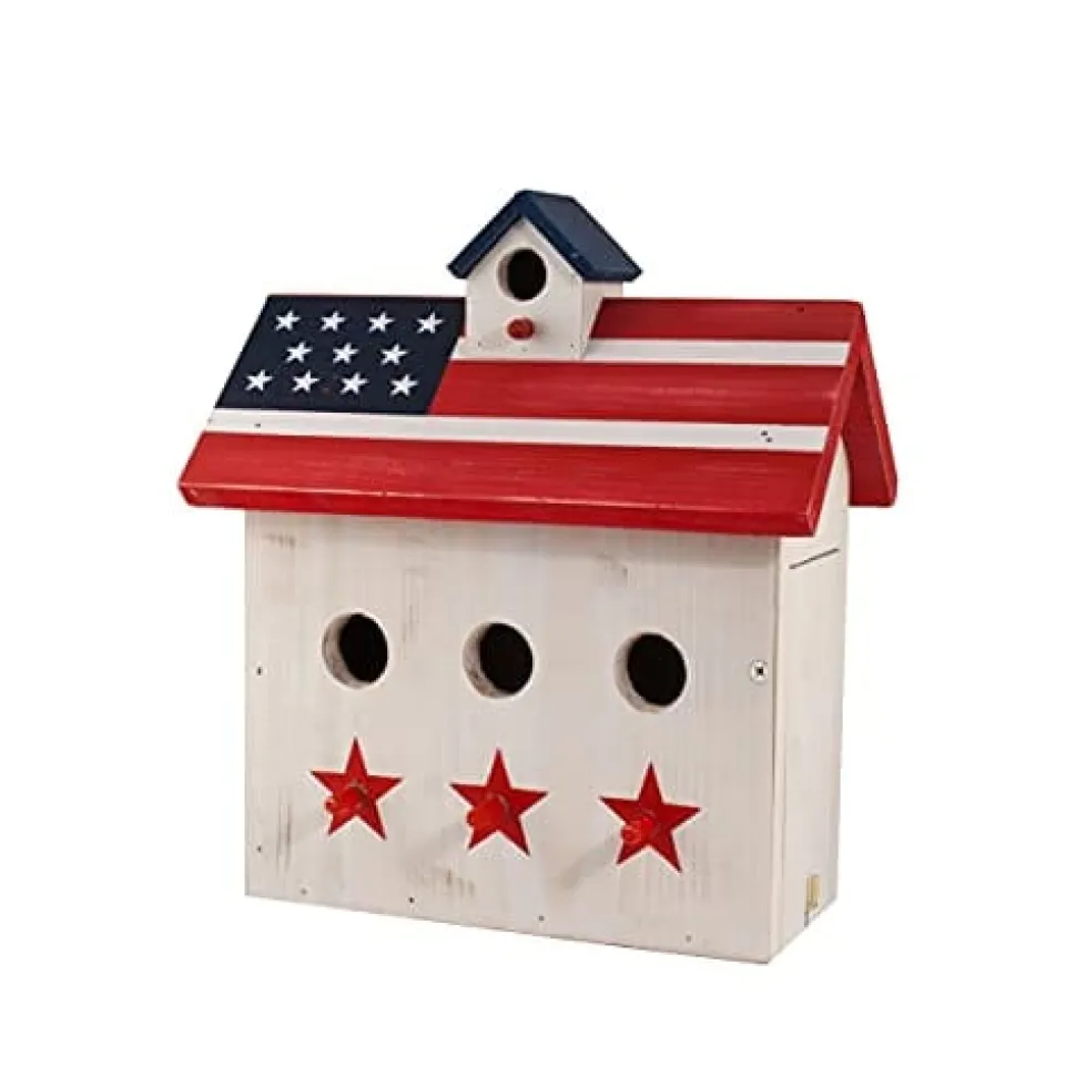 Audubon Patriotic 3 Perch Wren Wild Bird House - Red/White/Blue