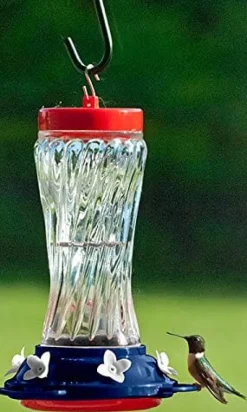 Audubon Patriotic Swirl Glass Hummingbird Feeder - Red/White/Blue - 16 Oz - 6 Pack