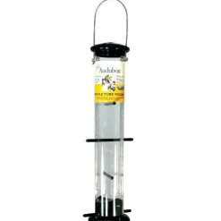 Audubon Plastic 8-Port Finch Tube Tubed Wild Bird Feeder - Clear and Green - 2 Lbs Cap