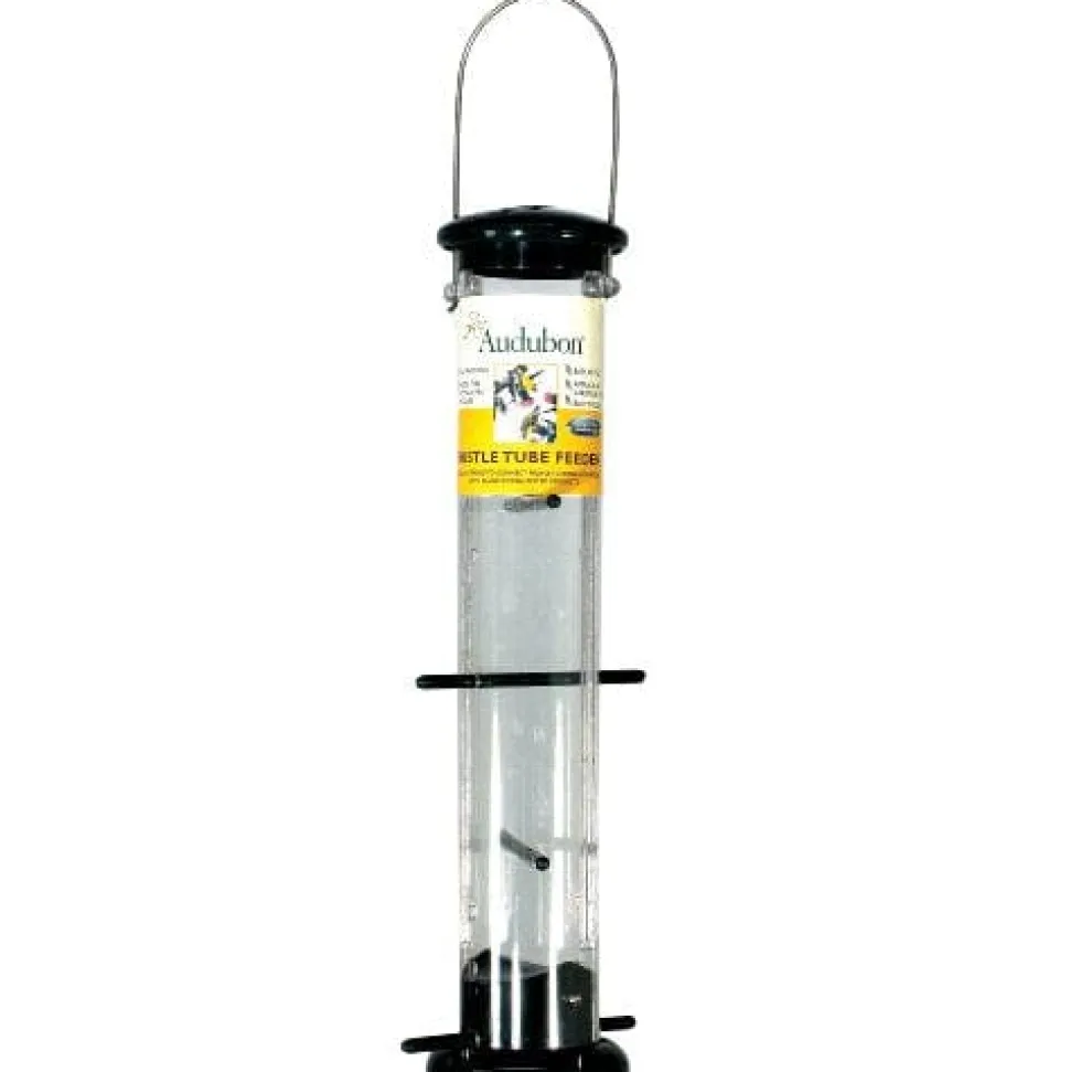 Audubon Plastic 8-Port Finch Tube Tubed Wild Bird Feeder - Clear and Green - 2 Lbs Cap