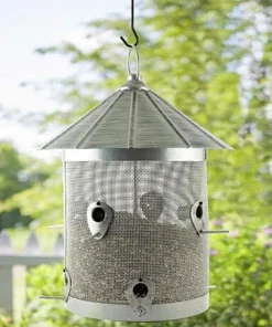Audubon Rustic Farmhouse Galvanized Silo Combo Wild Bird Feeder - Nickel - 10 Lbs Cap