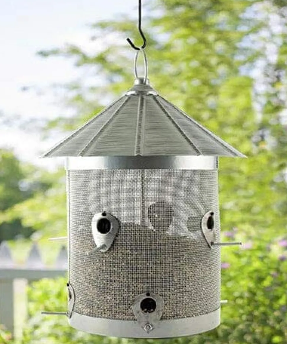 Audubon Rustic Farmhouse Galvanized Silo Combo Wild Bird Feeder - Nickel - 10 Lbs Cap