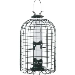 Audubon Squirrel-Resistant Caged Tube Haven Wild Bird Feeder - Clear and Green - 1.25 Lbs Cap