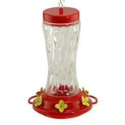 Audubon Swirl Glass Hummingbird Feeder - Red/Clear - 16 Oz Cap