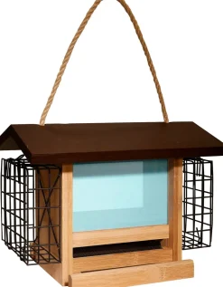 Audubon Ultimate Renewable Bamboo Ranch with Suet Wooden Hopper Wild Bird Feeder - Tan and Brown - 2.5 Lbs Cap