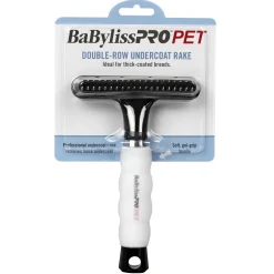 BaByliss Pro Pet Double Row Undercoat Rake for Dogs and Cats