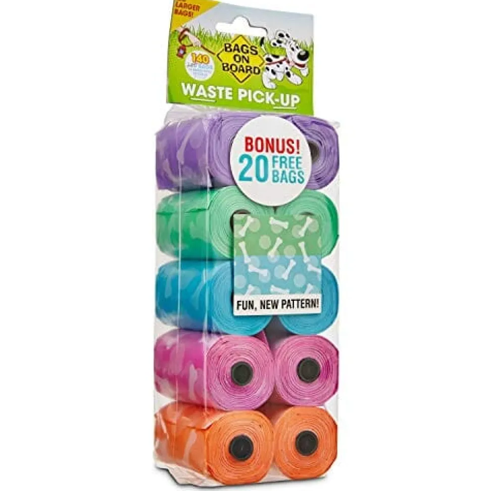 Bags On Board Fashion Print Refill Bags Dog Wastebags - Assorted - 140 Count