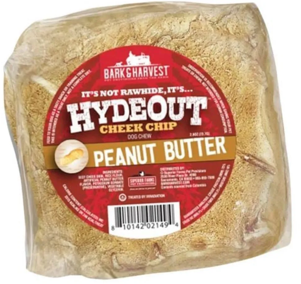 Bark + Harvest by Superior Farms HydeOut Beef Cheek Chips Peanut Butter Flavored Dog Natural Chews - 3ct Bag