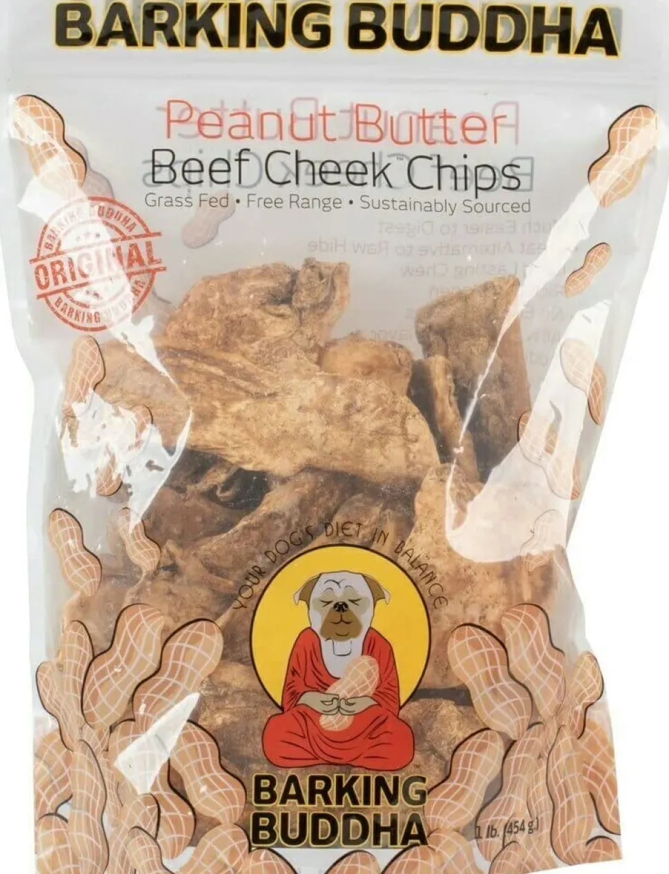 Barking Buddha Peanut Butter Beef Cheek Chips Natural Dog Chews - 1 lb - 6 Count
