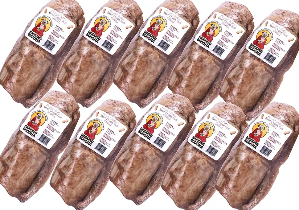 Barking Buddha Small Peanut Butter Beef Cheek Roll Natural Dog Chews - 24 Count