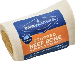 Barkworthies 3"-4" Shin Bone Stuffed with Bully Stick Blend Dog Chew Treats - 15 ct Case - Case of 1
