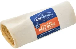 Barkworthies 5"-6" Shin Bone Stuffed with Pumpkin Sweet Potato & Carrot - Dog Chew Treat - 10 ct Case - Case of 1