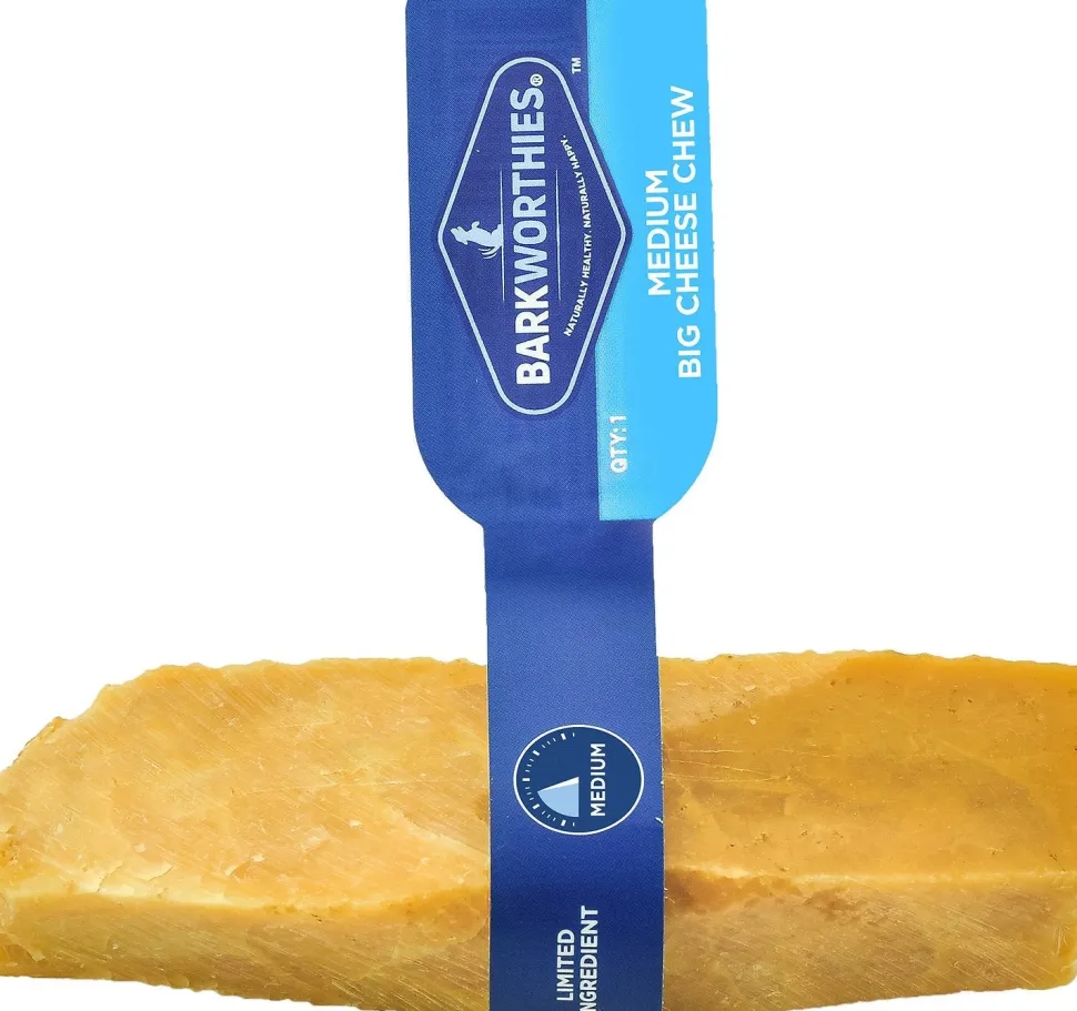 Barkworthies Big Cheese Chew with Horn Medium Dog Chew Treat - 25 ct Case - Case of 1