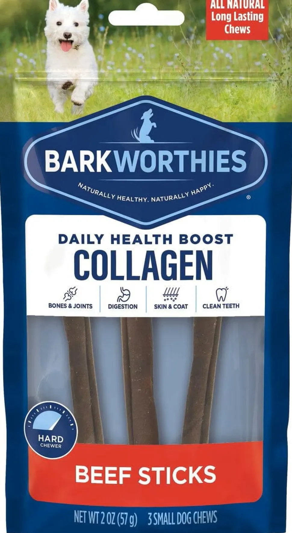 Barkworthies Collagen Bully 6" Sticks for Dogs - 3 Pack