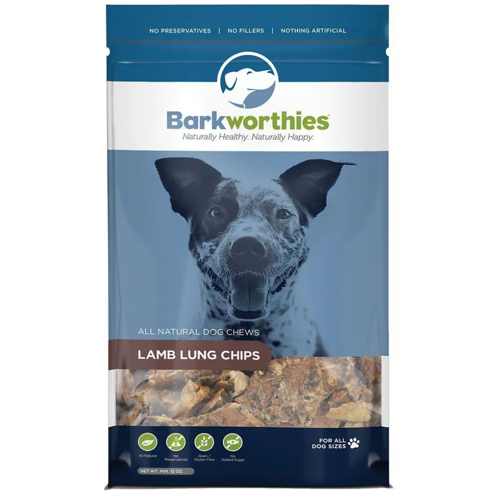 Barkworthies Lamb Lung Chips Dog Chew Treat - 12 oz Bag