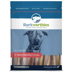Barkworthies Odor Free Bagged Dog Bully Sticks 6'' - 5 Pack SURP