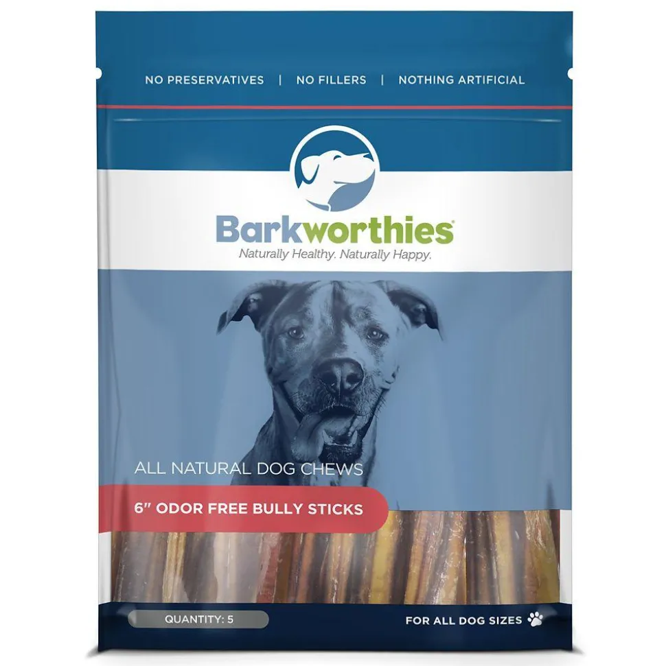 Barkworthies Odor Free Bagged Dog Bully Sticks 6'' - 5 Pack SURP