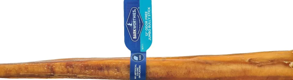 Barkworthies Premium Odor Free Dog Bully Sticks - 12" Jumbo - 20 ct Case - Case of 1