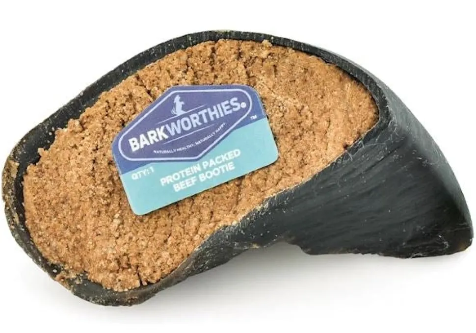 Barkworthies Protein Packed Beef Booties with Bully Blend Beef Stuffed Cow Hooves - Case of 20