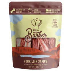 Beg & Barker Strips Pork Loin Air-Dried Dog Treats - 1 Oz - 12 Pack