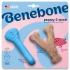 Benebone Made in USA Real Bacon Flavored Wishbone and Rubber Bone Puppy Dog Chew Toy - Tiny - 2 Pack