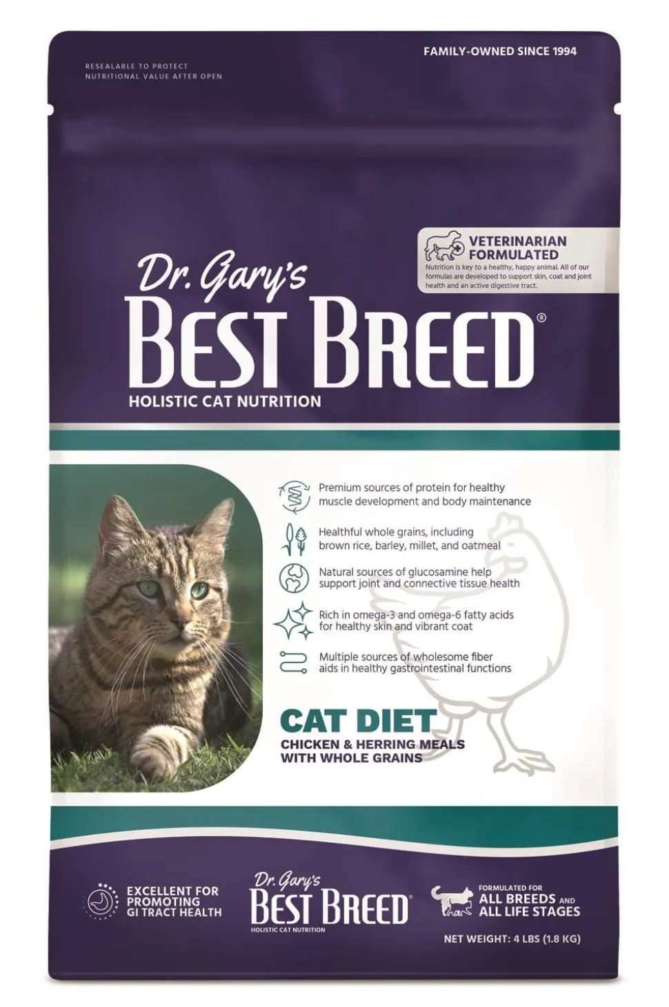 Best Breed Chicken and Herring with Grains Dry Cat Food - 4 Lbs