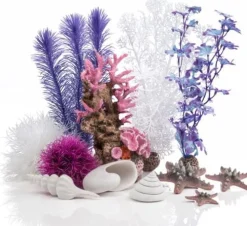 Biorb Aquarium Decoration Plant and Rock Kit - Pink - Medium - 30L or 8+ Gallons