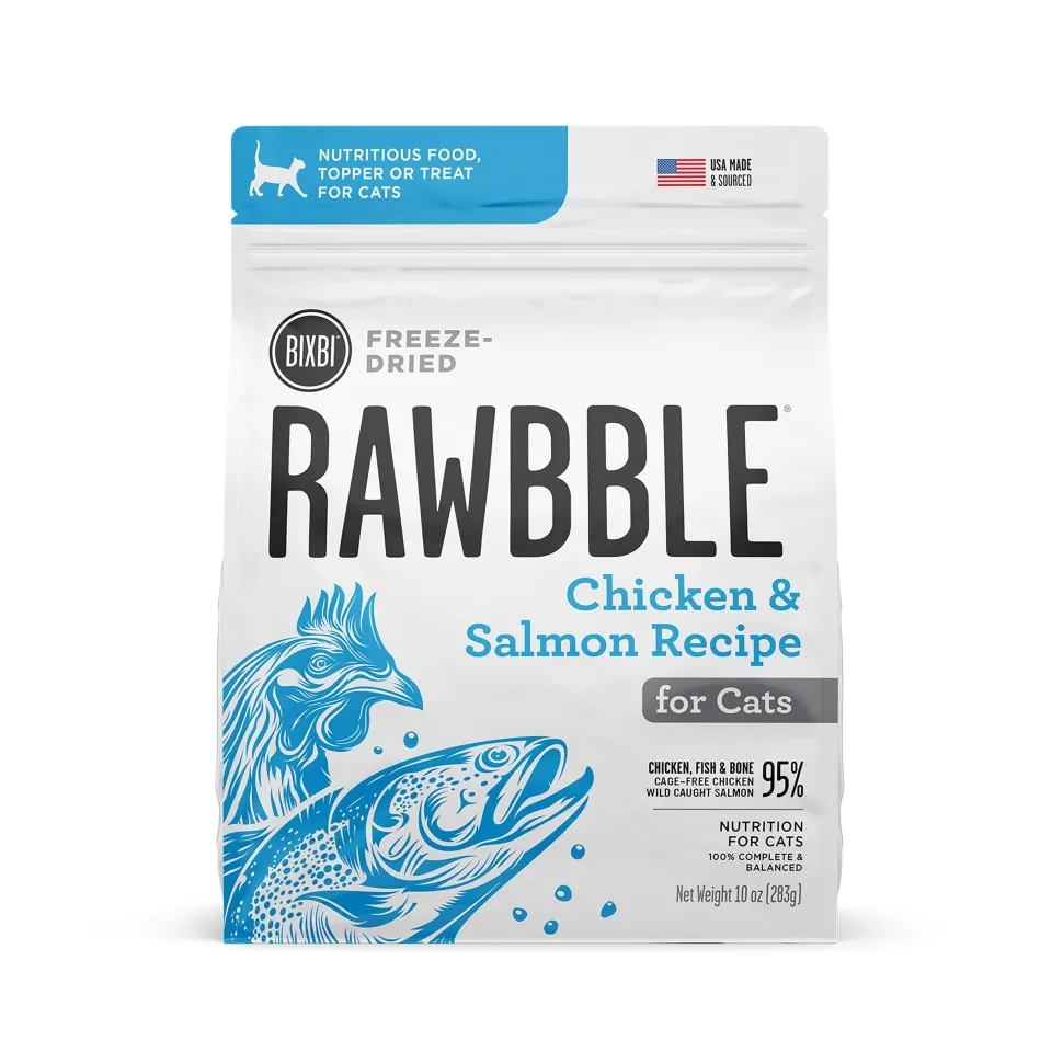 Bixbi Rawbble Chicken and Salmon Freeze-Dried Cat Food - 10 Oz