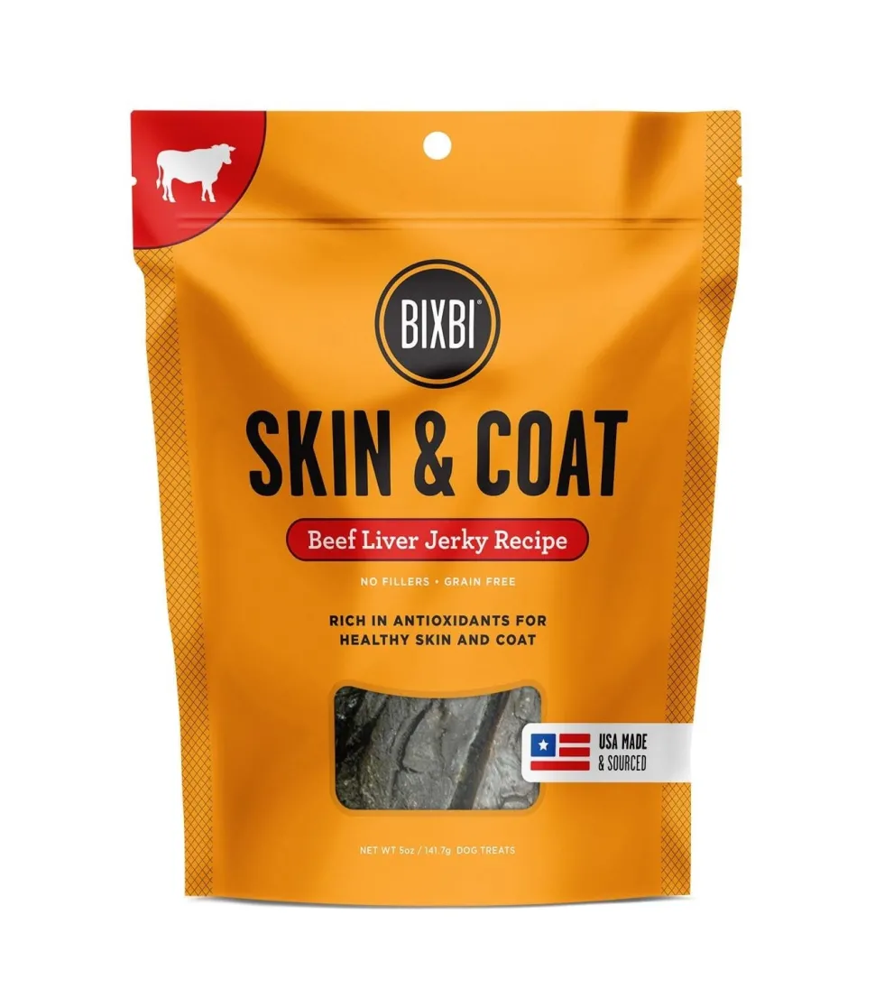 Bixbi Skin and Coat Beef Liver Jerky Dog Treats - 5 Oz