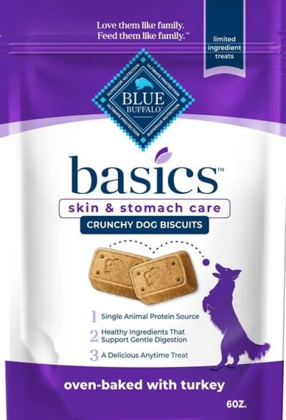 Blue Buffalo Basics Biscuits Turkey Crunchy Dog Treats - 6 Oz
