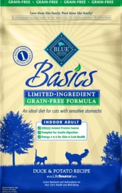 Blue Buffalo Basics Limited Ingredient Diet Indoor Grain-Free Duck Adult Dry Cat Food - 11 Lbs