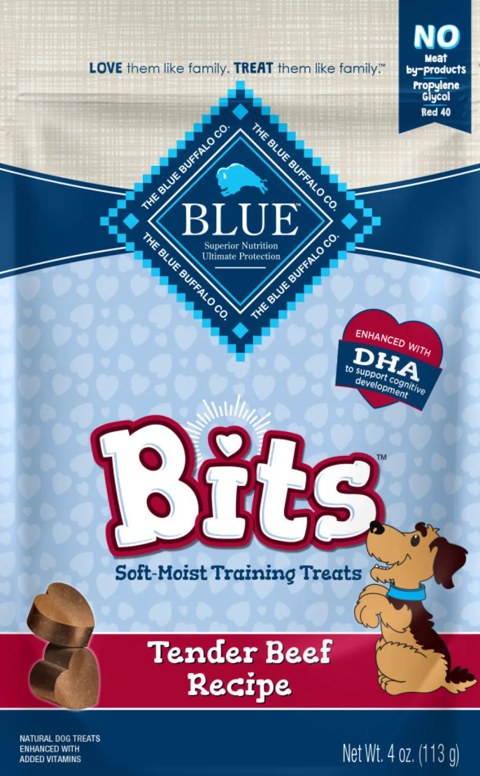 Blue Buffalo Bits Tender Beef Natural Soft Moist Training Dog Treats