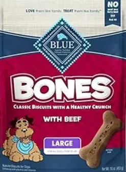 Blue Buffalo Bone Beef Crunchy Dog Biscuits - Large - 16 Oz
