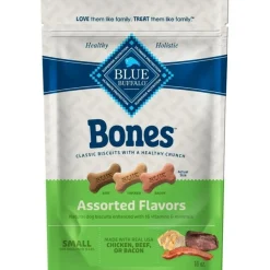 Blue Buffalo Bones Assorted Beef Bacon and Chicken Small Dog Biscuits Treats - 16 Oz