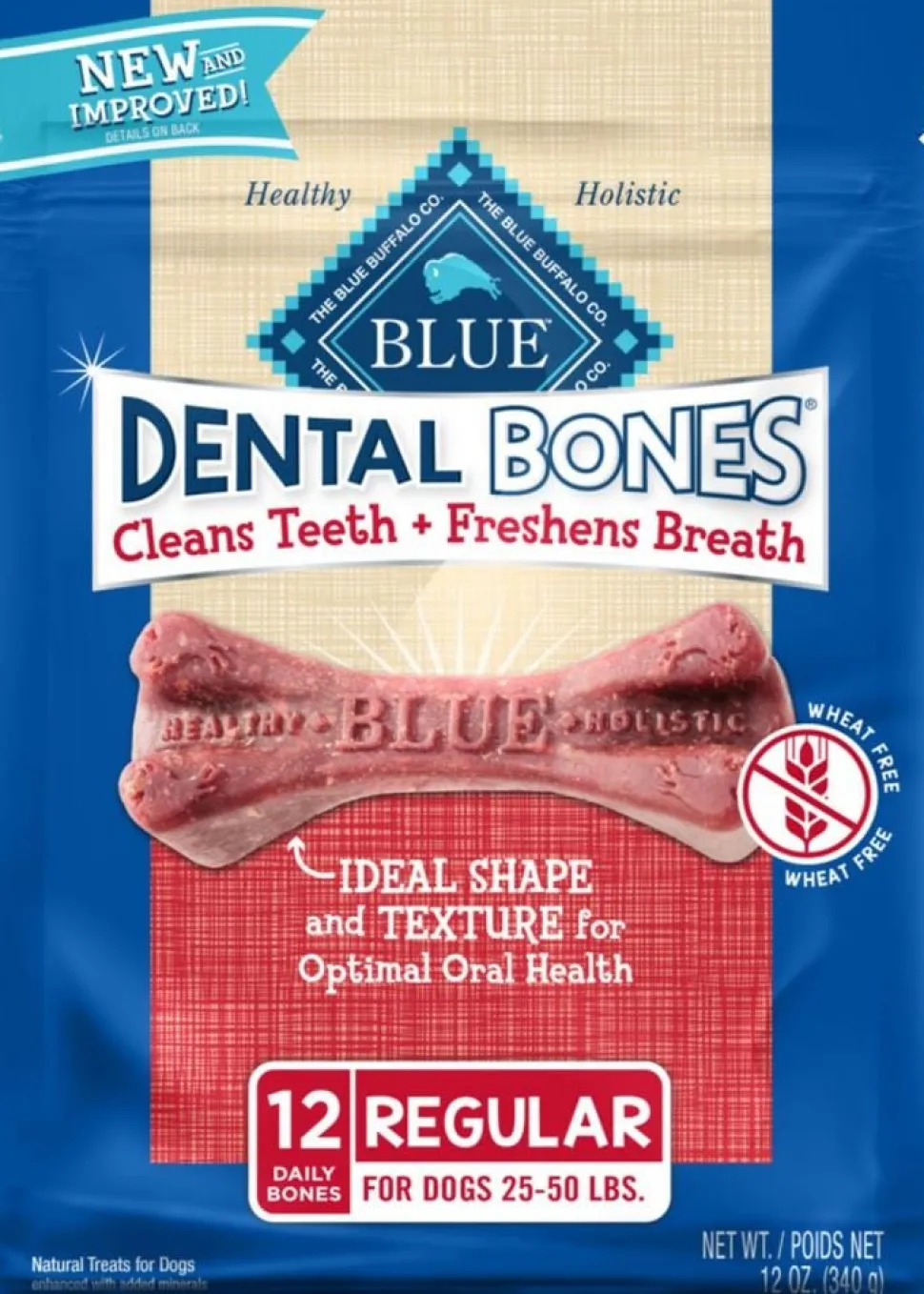 Blue Buffalo Dental Bones Regular Natural Dental Dog Treats - 12 Oz