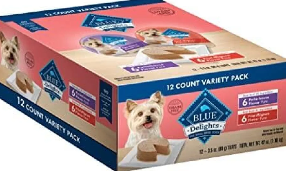 Blue Buffalo Devine Delights Filet Mignon and Porter House Pate Wet Dog Food Trays - Variety Pack - 3.5 Oz - Case of 12