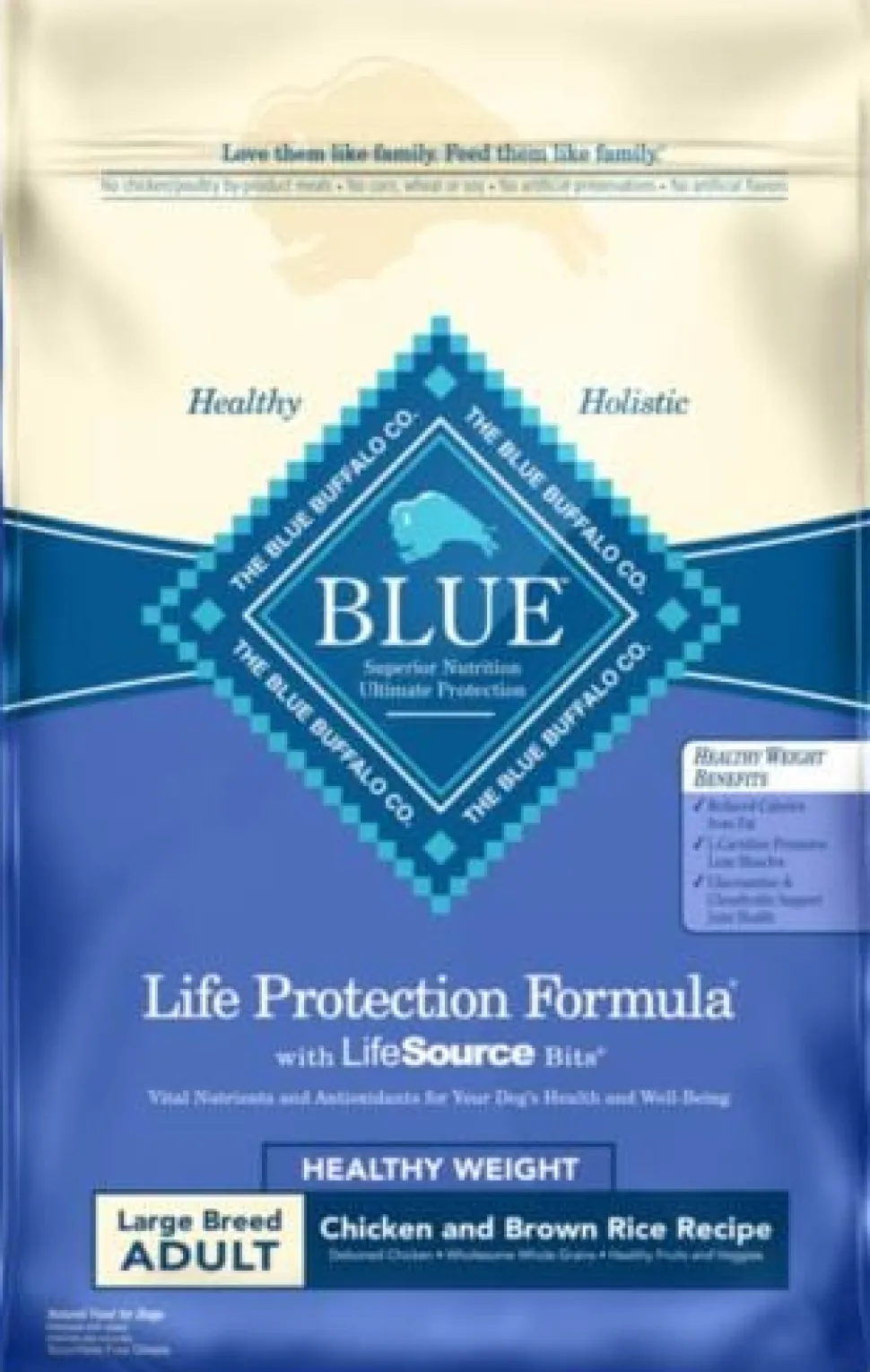 Blue Buffalo Life Protection Formula Adult Large-Breed Healthy Weight Chicken and Brown Rice Dry Dog Food - 30 Lbs