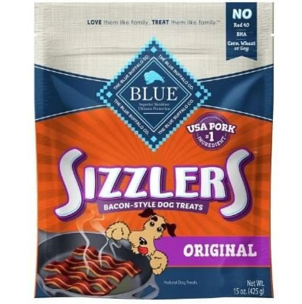 Blue Buffalo Sizzlers Natural Bacon-Style Pork Soft Moist Dog Treats - 15 Oz