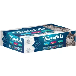 Blue Buffalo Tastefuls Flaked Tuna Chicken and Shrimp Canned Cat Food - Variety Pack - 5.5 Oz - Case of 12