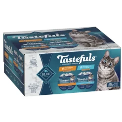 Blue Buffalo Tastefuls Spoonless Singles Adult Chicken and Turkey Pate Canned Cat Food - Variety Pack - 2.6 Oz - Case of 12