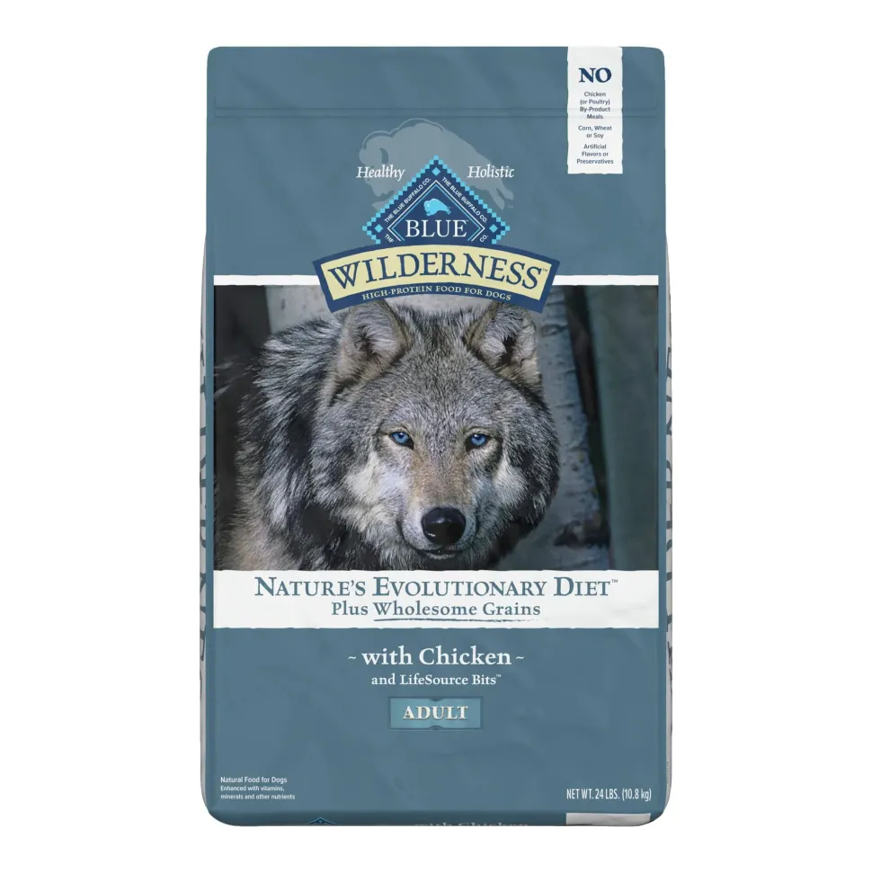 Blue Buffalo Wilderness Adult High-Protein Large-Breed Chicken with Wholesome Grains Dry Dog Food - 24 Lbs