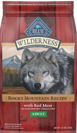 Blue Buffalo Wilderness Adult High-Protein Rocky Mountain Recipe Natural Red Meat with Grains Dry Dog Food - 4.5 Lbs