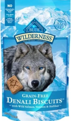 Blue Buffalo Wilderness Denali Dinner High-Protein Grain-Free Salmon Venison and Halibut Dog Biscuits - 8 Oz