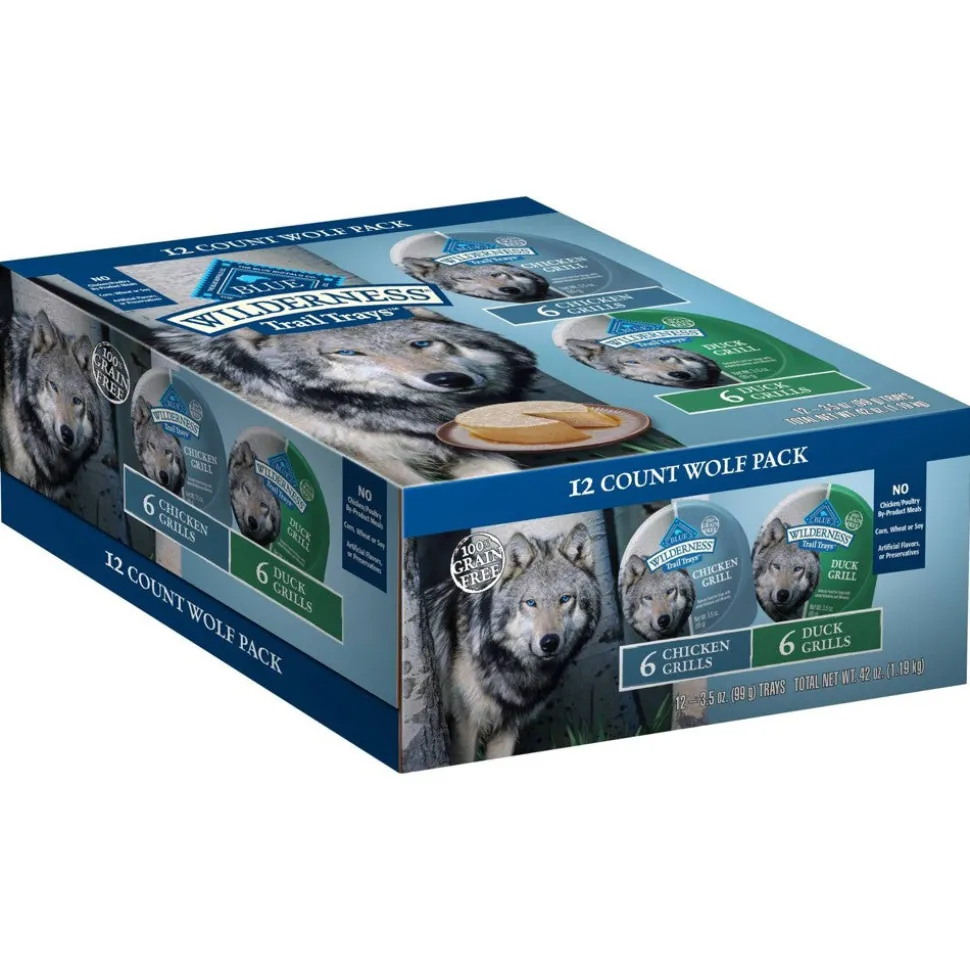 Blue Buffalo Wilderness Grain-Free Chicken and Duck Wet Dog Food Tray - Variety Pack - 3.5 Oz - 12 Count