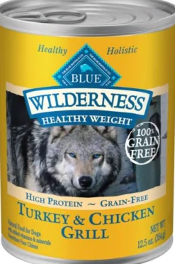 Blue Buffalo Wilderness Healthy Weight Turkey and Chicken Canned Dog Food - 12.5 Oz - Case of 12