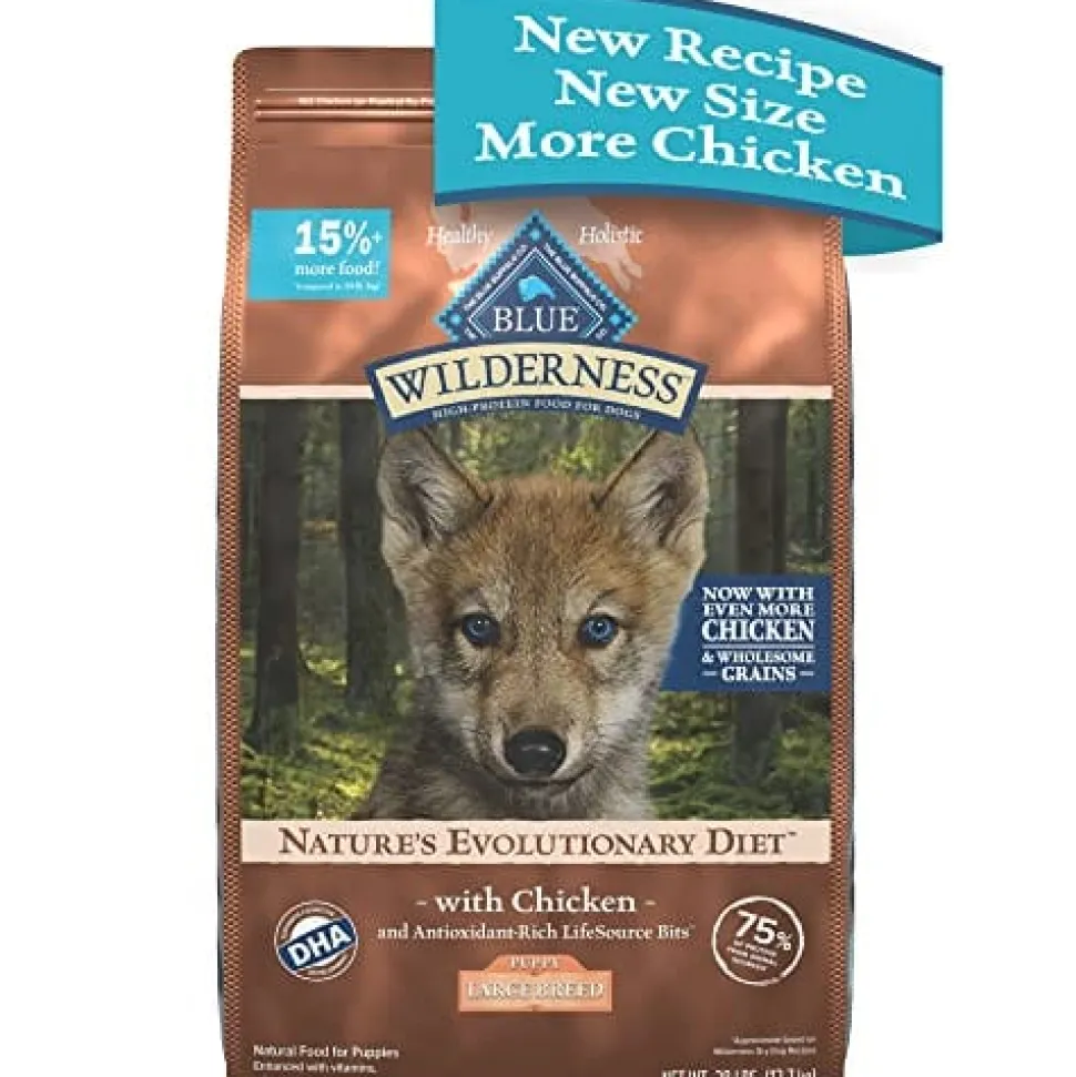 Blue Buffalo Wilderness Large-Breed Puppy High-Protein Chicken with Wholesome Grains Dry Dog Food - 28 Lbs