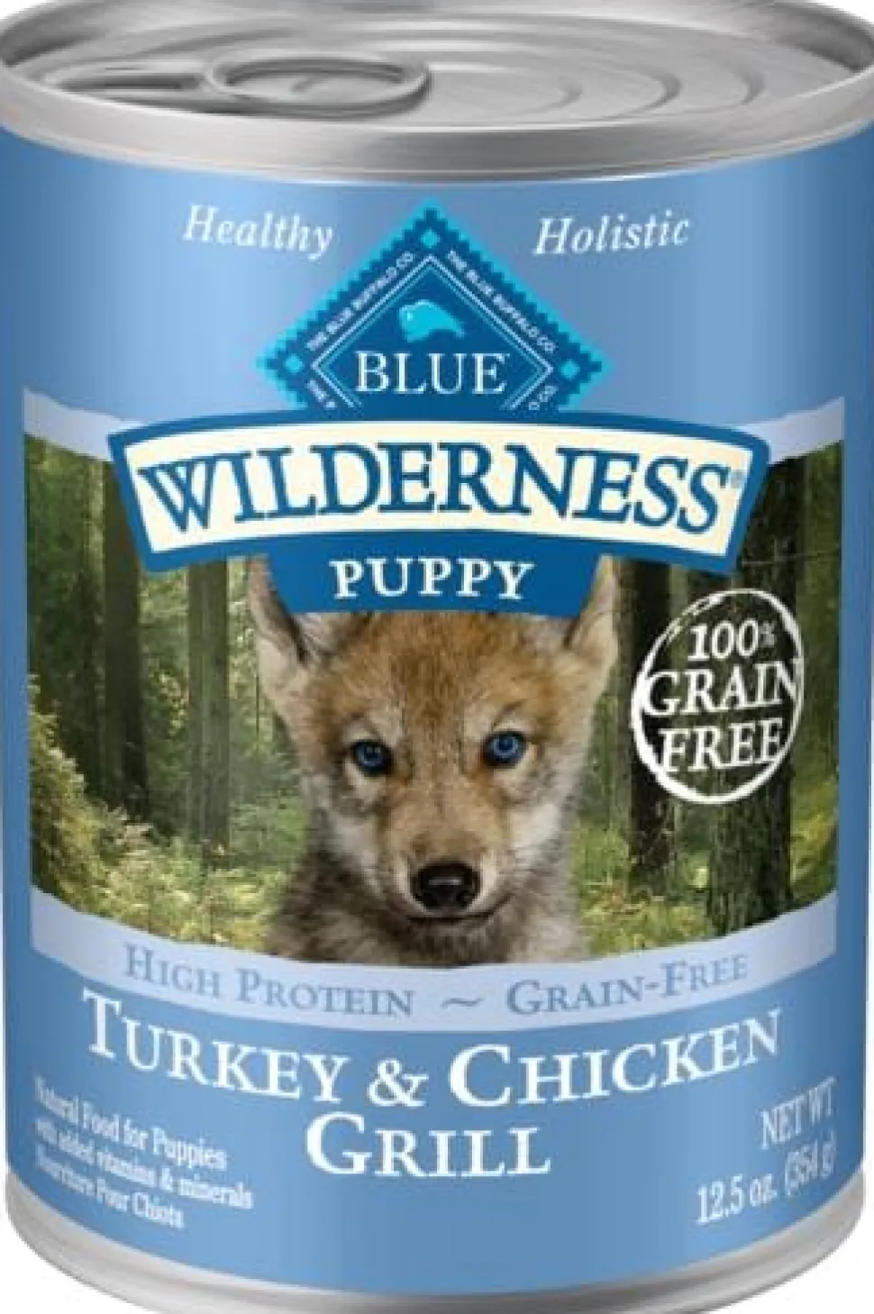 Blue Buffalo Wilderness Puppy Grain-Free Grilled Chicken and Turkey Canned Dog Food - 12.5 Oz - Case of 12
